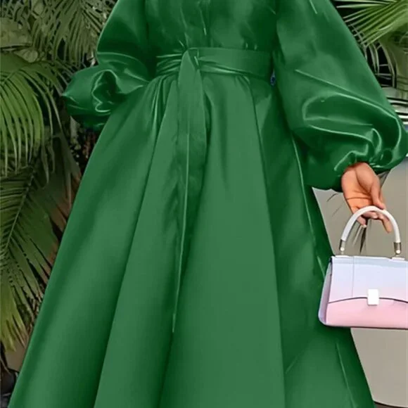 Casual Church Dresses for Women Satin Long Sleeve A Line Semi Formal Fit  Maxi Lo